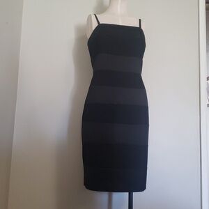 WHBM Black Striped Satin Dress